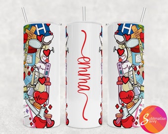 Registered nurse sublimation tumbler design for 20 oz tumbler wrap, nurse birthday gift for friend, tumbler wrap digital download for sister