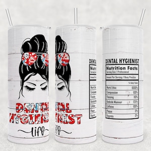 Sublimación de higiene dental, diseño de sublimación para vaso de 20 oz, regalo de bricolaje para ella, envoltorios de información nutricional de vaso de sublimación para hermana