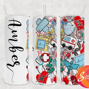 Krankenschwester Becher png, 20 oz Becher wickeln für Frau, personalisierte Doktor Becher wickeln für sie, Geburtstagsgeschenk für die beste Freundin, Sublimationsdesign