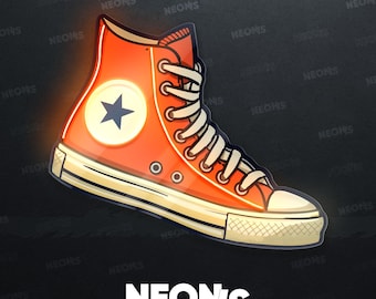 Insegna al neon retrò per appassionati di sneaker e amanti della moda, luce al neon a LED per un arredamento di tendenza e un'opera d'arte da parete.