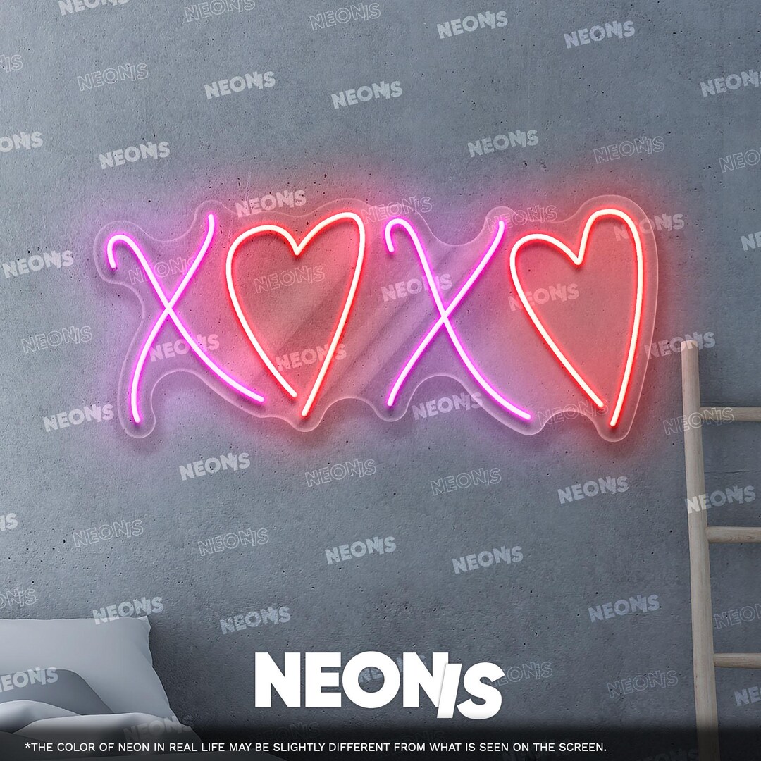 XOXO Heart Neon Sign – Romantic Love LED Wall Art, Valentine’s Day Gift ...