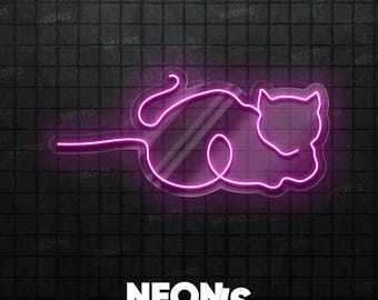 Insegna al neon a LED con gatto addormentato per un'atmosfera accogliente in casa.