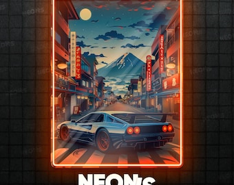 Insegna al neon a LED in stile retrò per auto da città