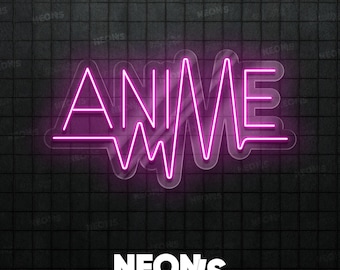 Insegna al neon a LED in stile anime con design a battito cardiaco