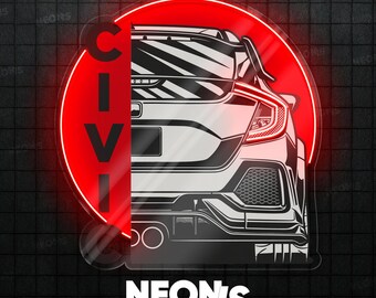 Insegna al neon a LED a forma di auto Civic per appassionati di automobili