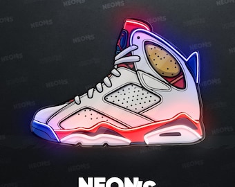 Insegna al neon a LED ispirata al mondo delle sneaker, ideale per decorare le pareti di casa e arricchire la tua collezione di scarpe con stile.