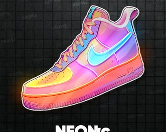 Insegna al neon a LED per appassionati di sneaker e abbigliamento sportivo: vivace decorazione murale al neon a forma di scarpa per arredare stanze e spazi personali.