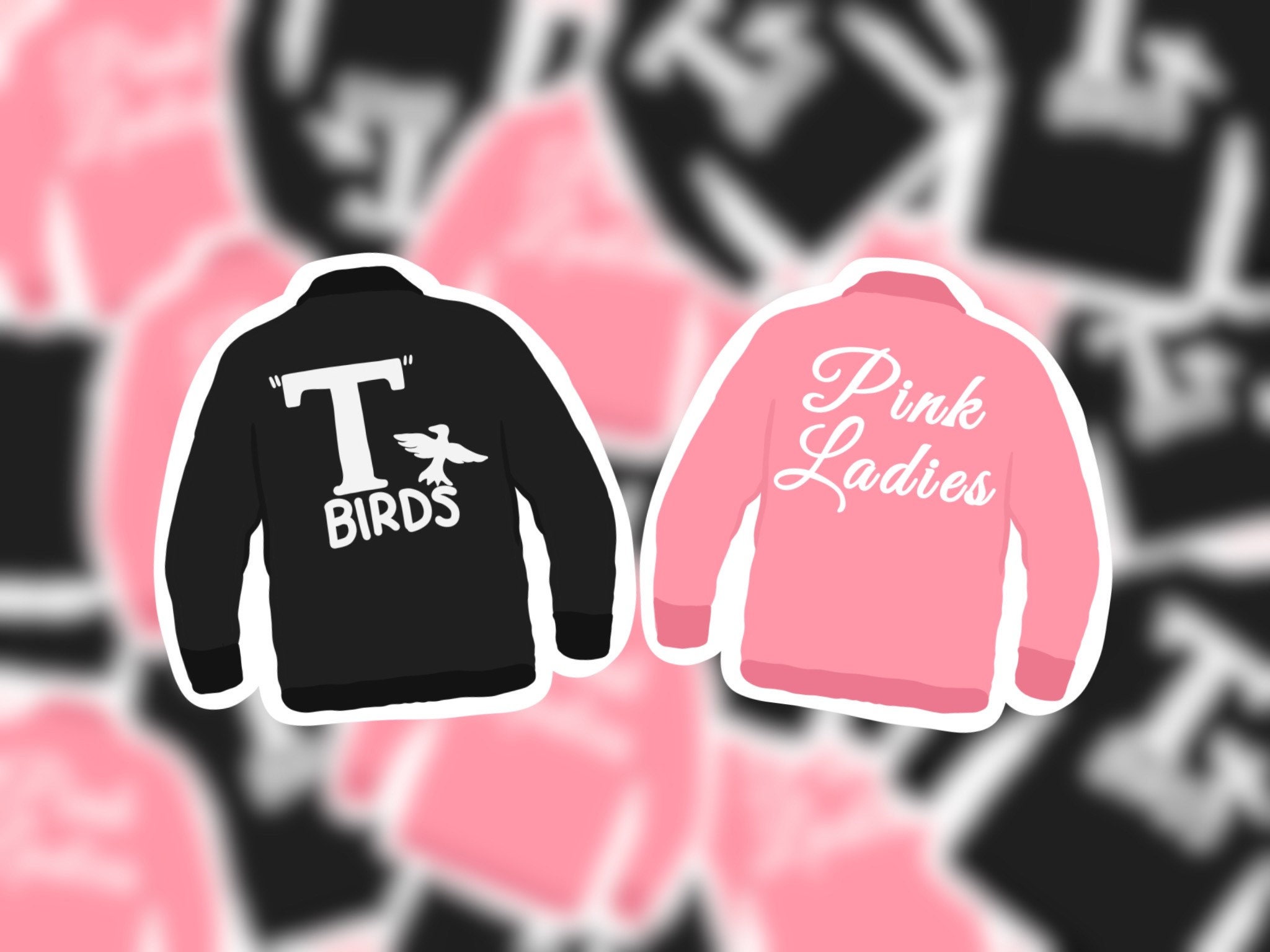 T-bird and Pink Lady Jacket Stickers - Etsy