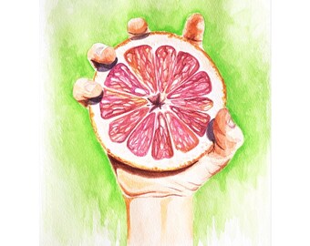 Grapefruit Watercolor Print