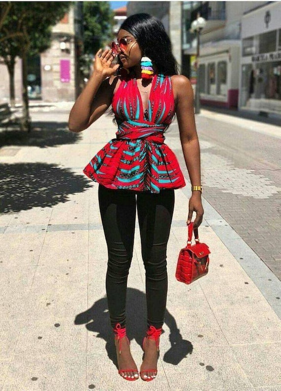 African Infinity blouse ankara blouse Afrikaanse print stof - Etsy België
