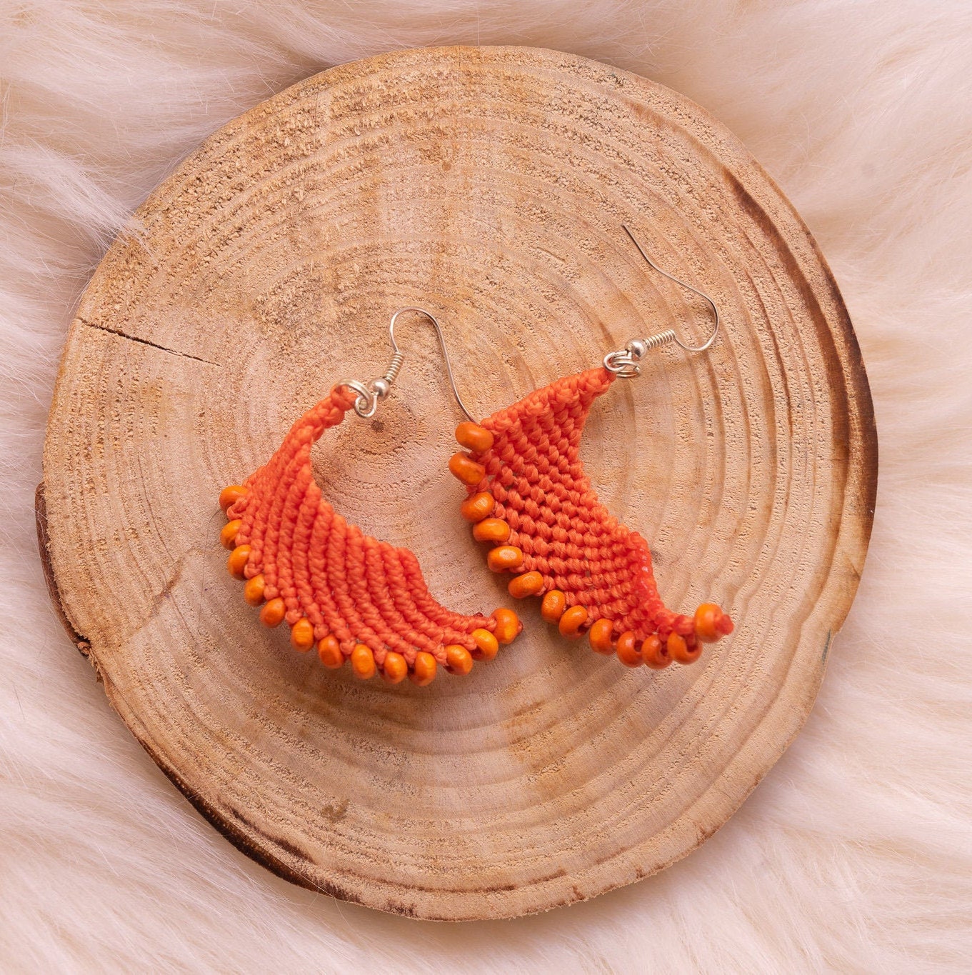 Macramé Earrings. Curl Earrings. Handmade. Spiral Yarn Etsy Australia