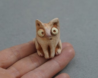 Ceramic Cat Figurine Ceramic Toy Unique Animal Totem Cute Handmade Gift Ceramiс Knick-knack Gift