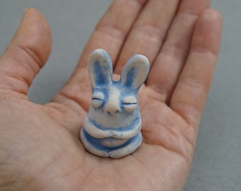 Ceramic Bunny Figurine Cute Easter Bunny Unique Animal Totem and best pocket friend