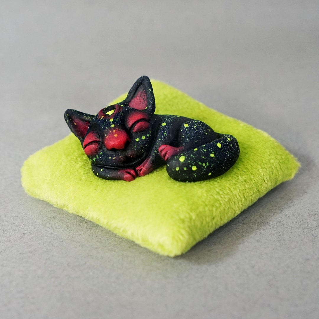 Ceramic Magic Cat / Cute Kitten Figurines / UV Active / Etsy