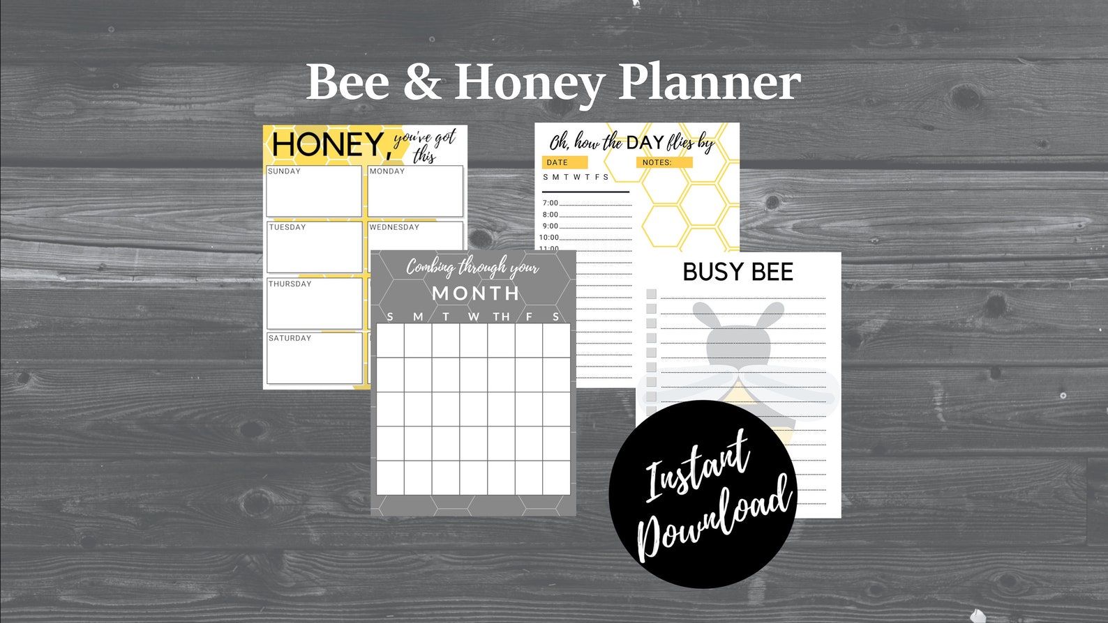 Honey & Bee Planner Printable 4 pages Etsy