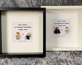 Personalised Star Wars Lego Minifigure Inspired Couple Frame Wedding Birthday Anniversary Engaged Valentine's Bride Groom Gift Him Her Force