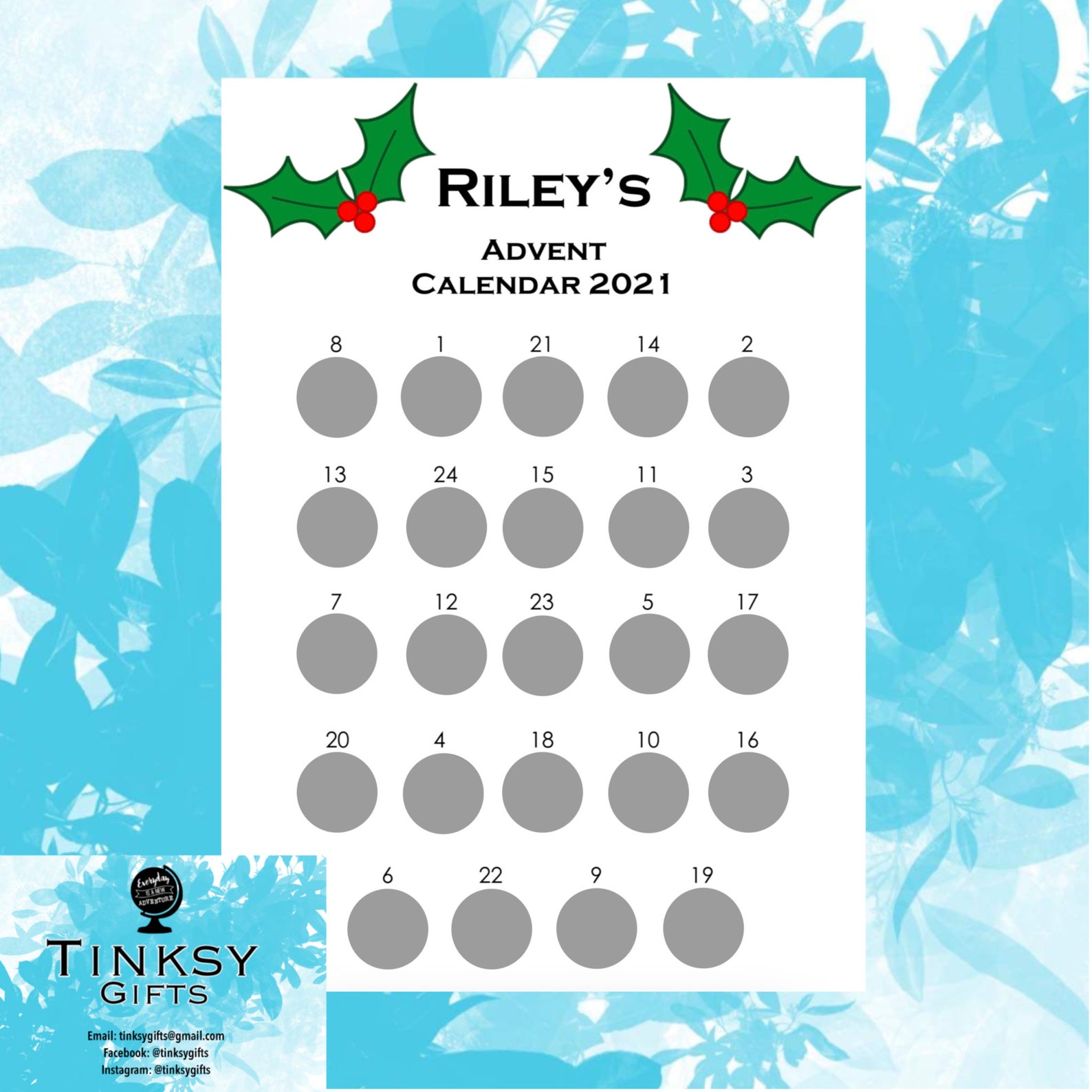 Kids Personalised Scratch off Christmas Advent Calendar / 24 Etsy