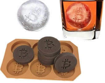 Bitcoin Ice Cube Chocolate Baking Tray | BTC Crypto Coin | Fudge Cookie Soap Wax Jello Drinks Cocktail Mould | Silicone Moulds Crafting Mold
