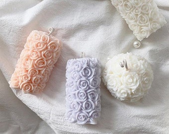 3D Rose Pillar Candle Mould | Silicone Floral Flower Molds | Bouquet Long Rectangular | Ice Wax Soap Resin Moulds | DIY Crafting Making Mold
