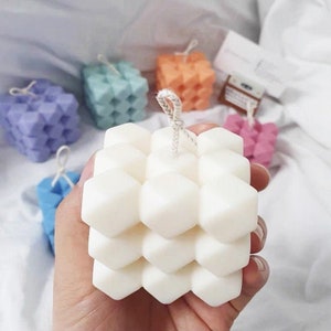 Blocky Rubix Cubic Candle Mould | Geometric Modern Contemporary Cube Diamond Mold | DIY Crafting Trendy Silicone Moulds | Soap Wax Ice Molds