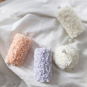3D Rose Pillar Candle Mould | Silicone Floral Flower Molds | Bouquet Long Rectangular | Ice Wax Soap Resin Moulds | DIY Crafting Making Mold