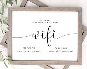 Wifi Password Sign Printable | Editable Template Digital Download Guest Airbnb Host Internet | Instant Download PDF JPEG 4x6 5x7 8x10