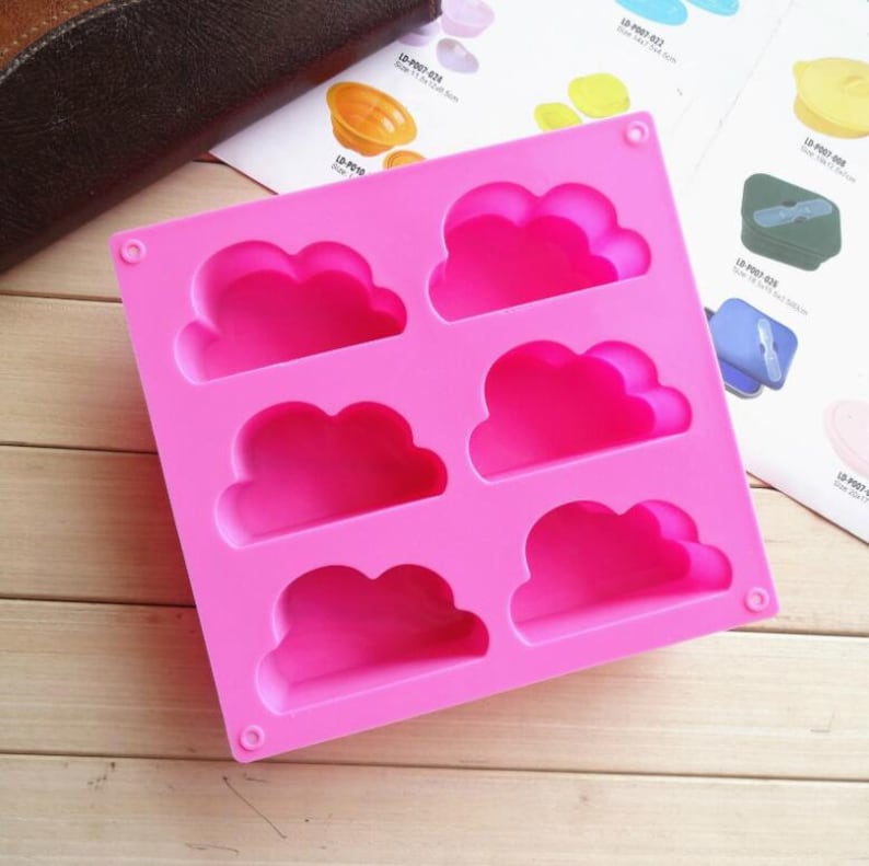 Cloud Ice Mould Candy, Jello, Chocolate, Soap, Candle Cloud Mould Tray Ice Cube Maker Baking Mould Tray Dessert Mould Tray 6 Hole image 1