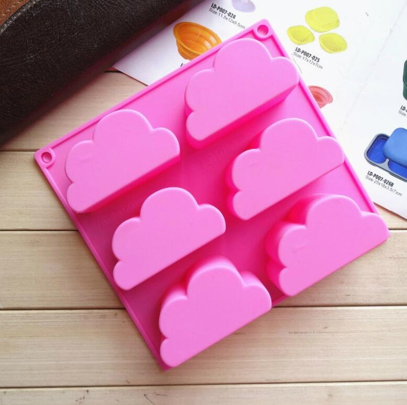Cloud Ice Mould Candy, Jello, Chocolate, Soap, Candle Cloud Mould Tray Ice Cube Maker Baking Mould Tray Dessert Mould Tray 6 Hole image 2