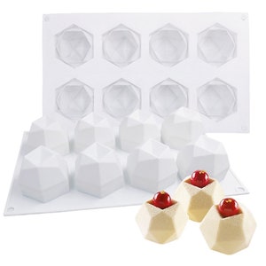 8 Cavity Geometric Diamond Candle Mould | Candle Crafting Handmade Mold | Silicone Cubic Molds | Ice Cube Chocolate Soap Baking DIY Moulds