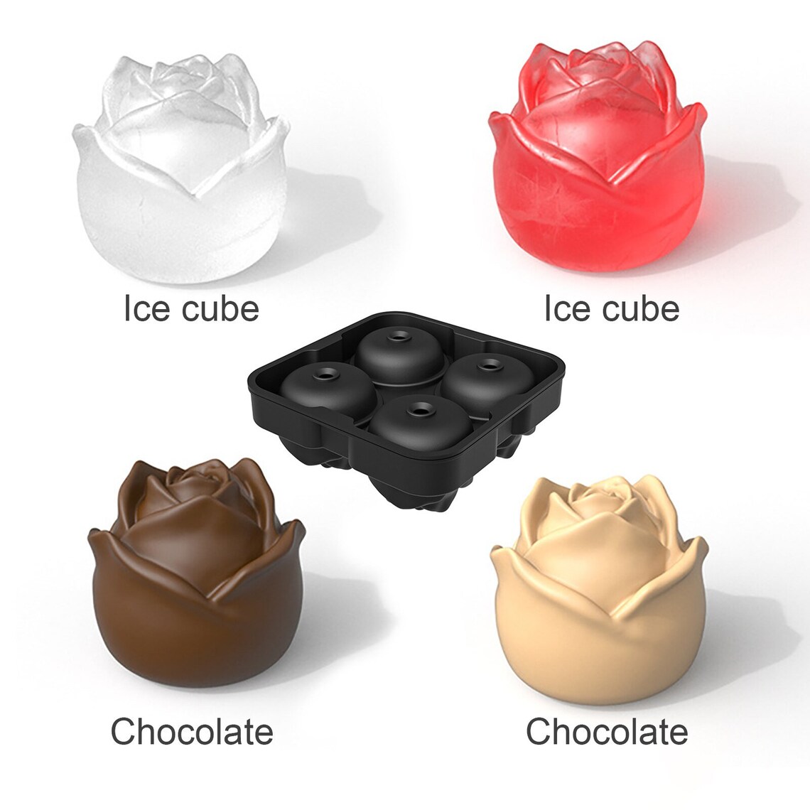 4 Cavity Rose Ice Cube Tray Cocktail Drinks Highball Dessert Etsy