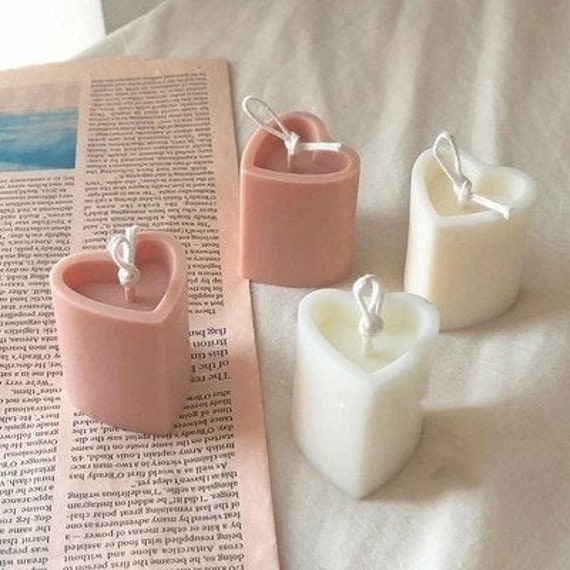 Moule bougie en silicone pour bougies pilier 5 coeurs, amour ou saint  valentin
