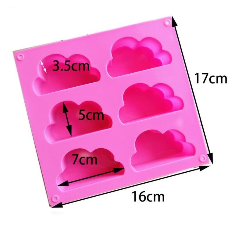 Cloud Ice Mould Candy, Jello, Chocolate, Soap, Candle Cloud Mould Tray Ice Cube Maker Baking Mould Tray Dessert Mould Tray 6 Hole image 3