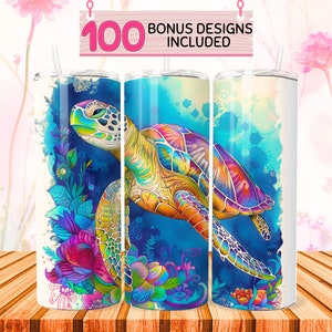 Sea Turtle Tumbler 20 oz Skinny Tumbler Sublimation Design, Instant Digital Download, Straight Tumbler Wrap PNG, ocean life, turtle wrap