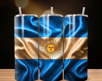 Argentina Flag Tumbler Wrap: Digital Design for 20oz Skinny Tumblers