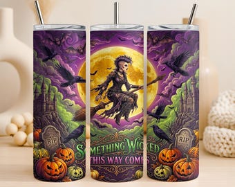 Punk Witch Tumbler Wrap PNG 20oz Straight Tumbler Design Something Wicked Halloween Sublimation Graphic Digital Download Commercial Use