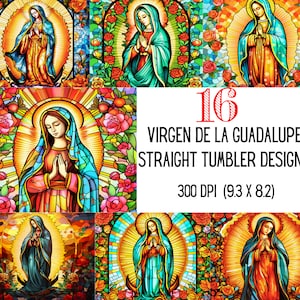 Virgen de Guadalupe Tumbler 20oz skinny tumbler design sublimation design, 3d tumbler wrap, png, digital download, stained glass guadalupe