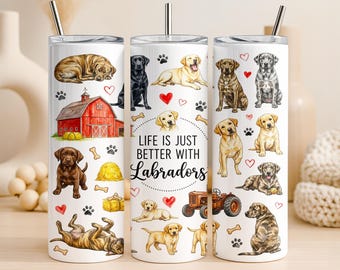 Labrador Tumbler Wrap PNG 20oz Straight Tumbler Design Yellow Black Chocolate Lab Sublimation Digital Download Commercial Use Dog Mom Gift