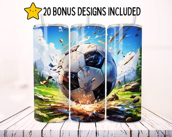Sublimeringsdesign för fotboll 20oz tumbler (digital nedladdning)