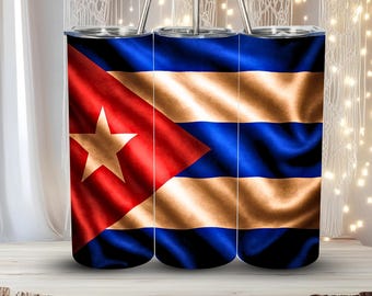 Cuban Flag Tumbler Wrap (Digital PNG for 20oz Skinny Tumblers)