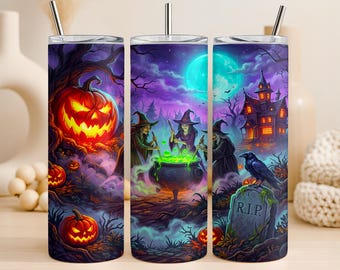Witches Brew Tumbler Wrap PNG 20oz Straight Tumbler Design Halloween Witch Potion Sublimation Graphic Digital Download Commercial Use
