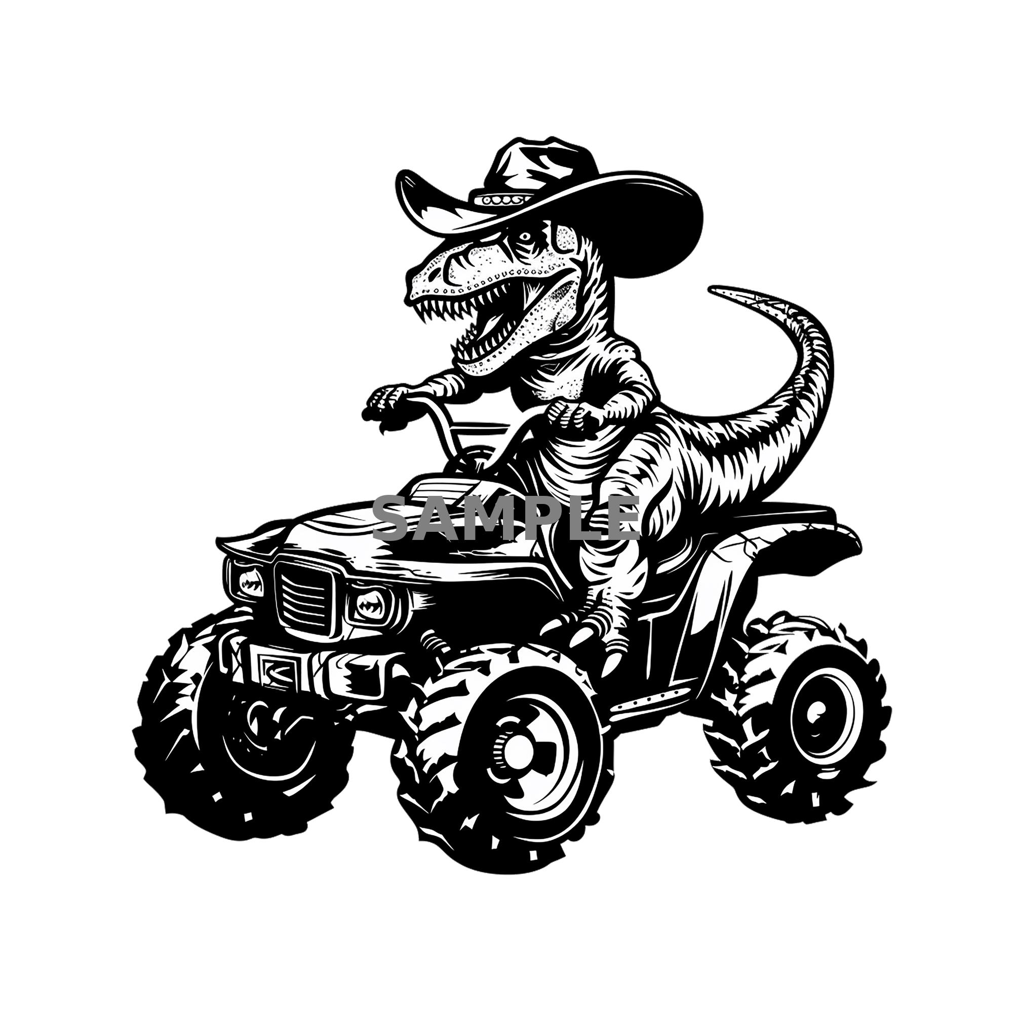 Cowboy T-rex on ATV PNG Clipart | Retro Dinosaur Rider (digital ...