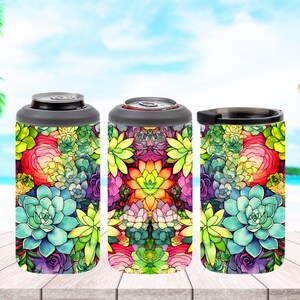 4 in 1 Can Cooler Sublimation Wrap, Succulents Can Cooler Design, can cooler png, floral can cooler, cactus can cooler, plant can cooler