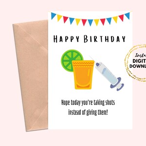 Printable Nurse Happy Birthday Greeting Card, 5x7 Blank Happy Birthday ...