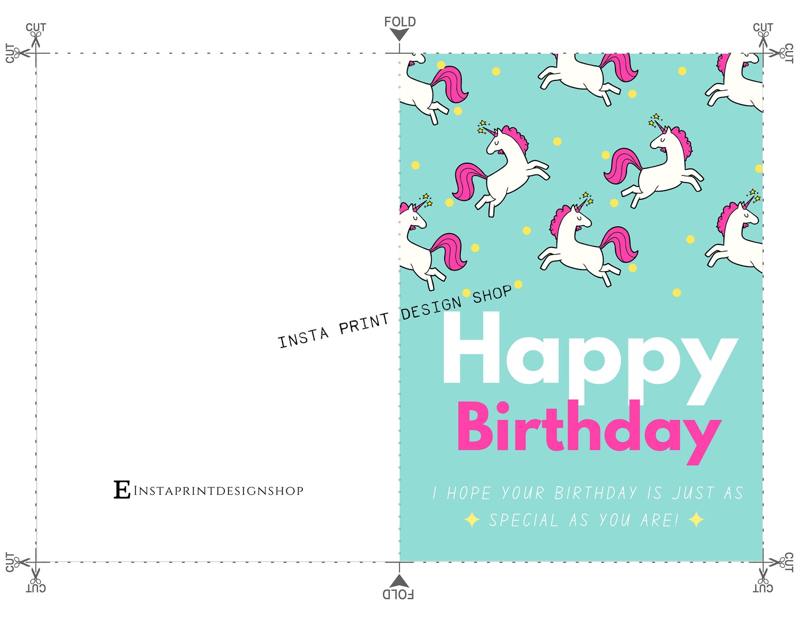 Printable Unicorn Birthday Card, Blank 5x7 Instant Download Birthday ...