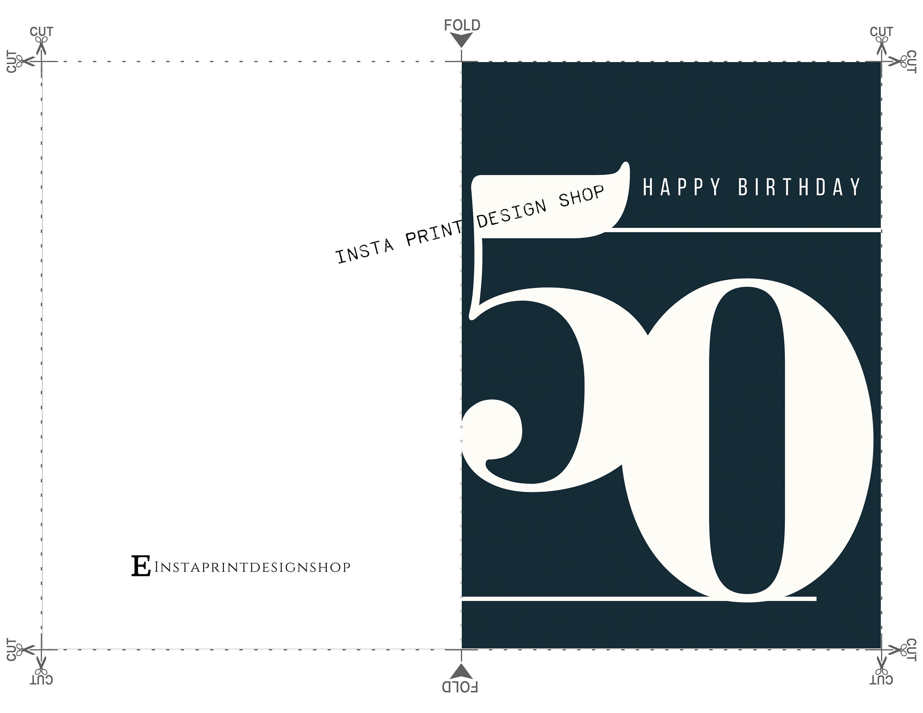 Printable Happy 50th Birthday Card Minimal Birthday Card 50th - Etsy France
