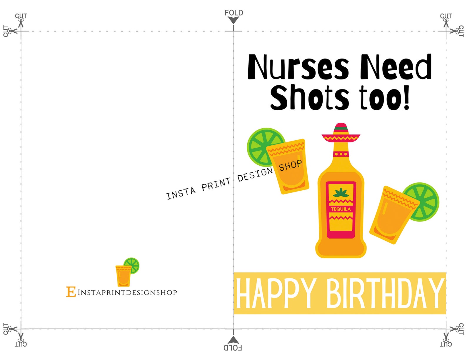 Printable Nurses Birthday Card, Nurses Need Shots Too! Happy Birthday ...