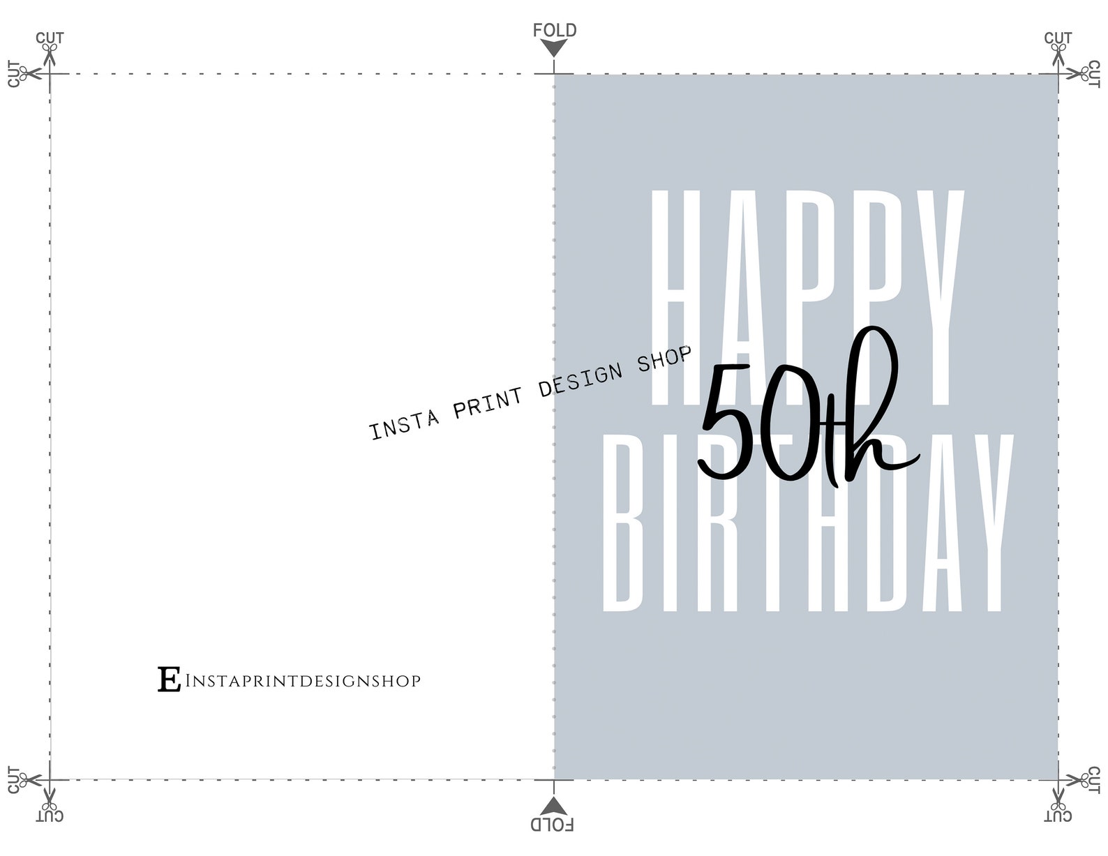 Printable Happy 50th Birthday Card, Minimal Birthday Card Blank 5x7 ...