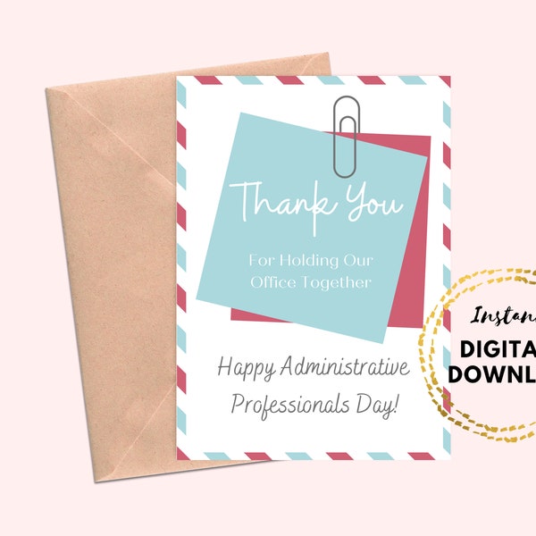 Printable Thank You For Holding Our Office Together, Happy Administrative Professionals Day Greeting Card, DIY Digital Download Blank Card