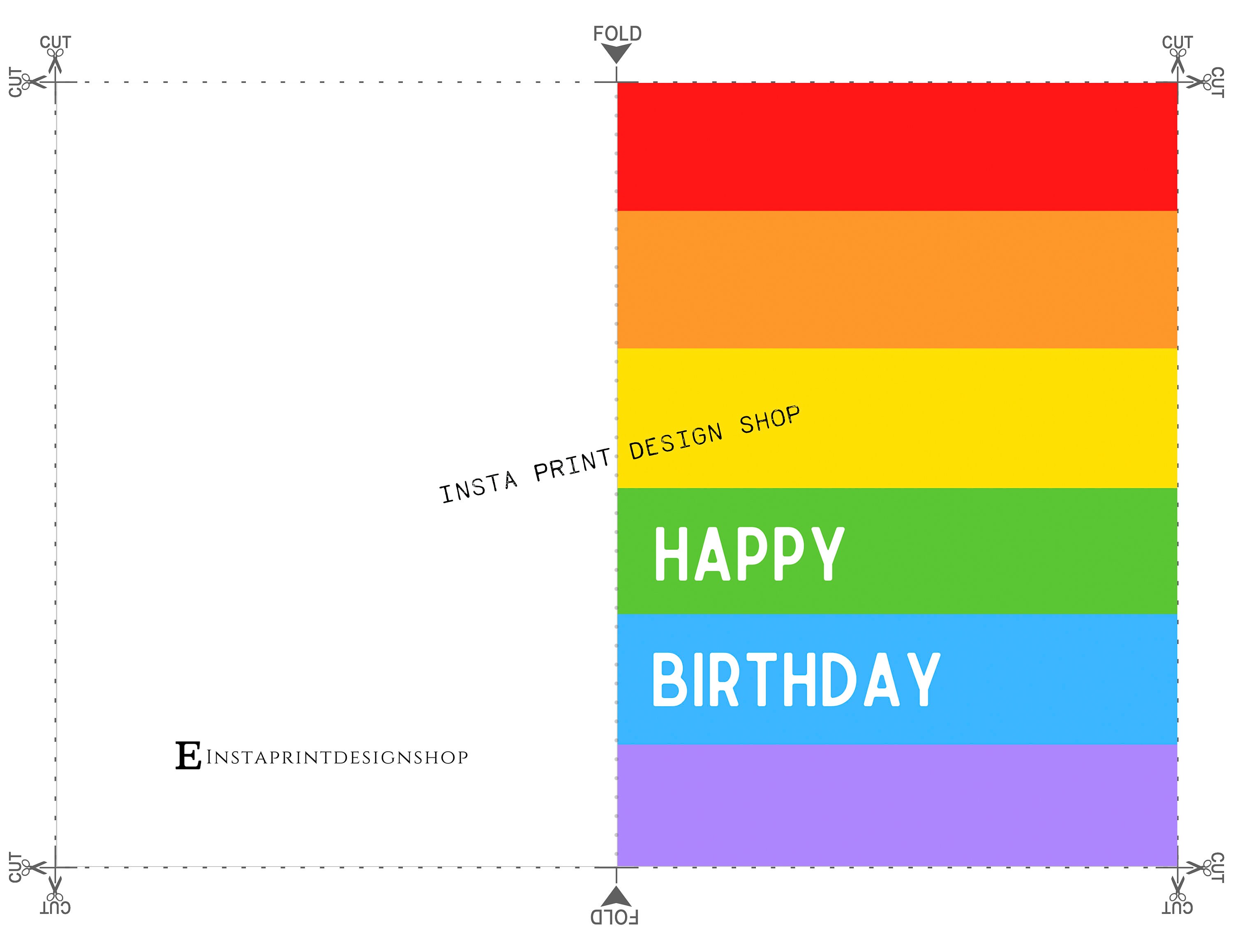 Printable Rainbow Happy Birthday Card, Gay Pride Birthday Card Blank ...