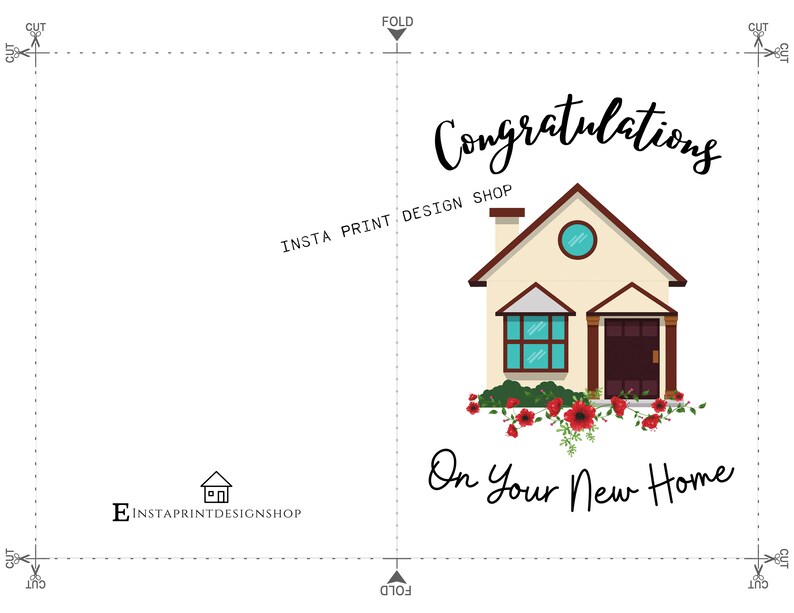 Printable Congratulations on Your New Home Greeting Card, New House Card 5x7 Blank Housewarming ...